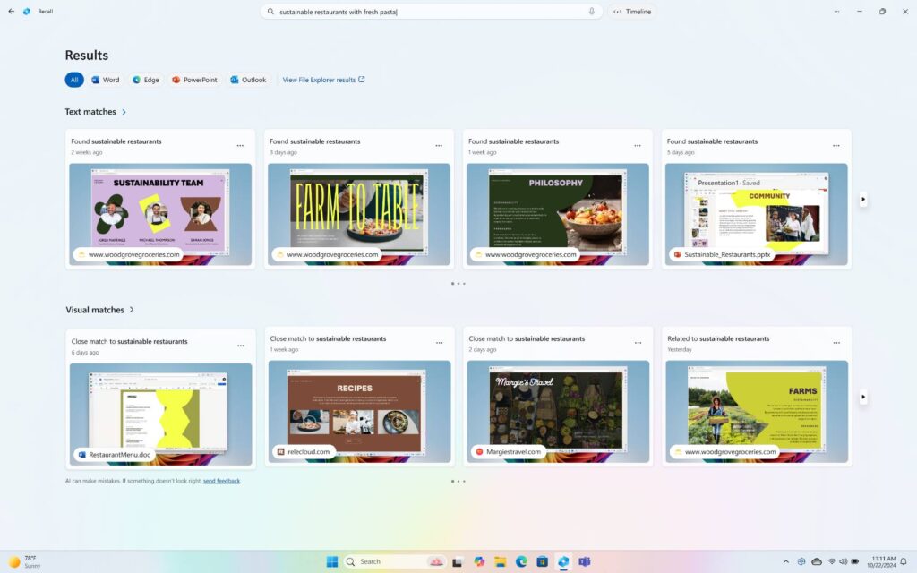 AI Recall di Windows 11 PC Copilot Plus