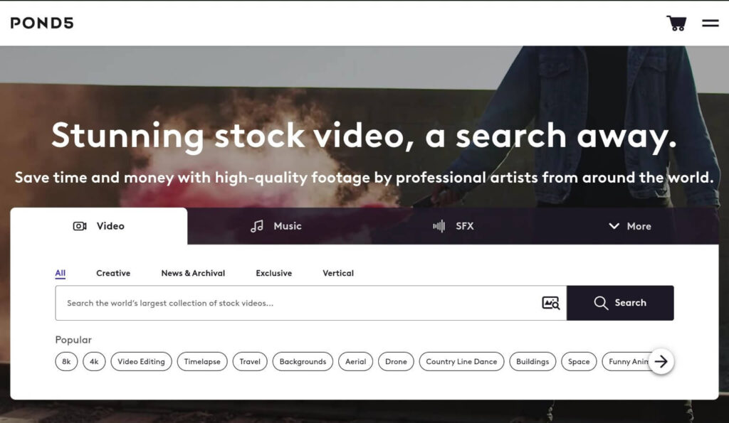 Pond5 - rekomendasi platform jualan video terbaik
