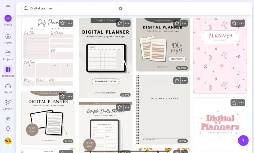 ide produk canva - Digital Planner