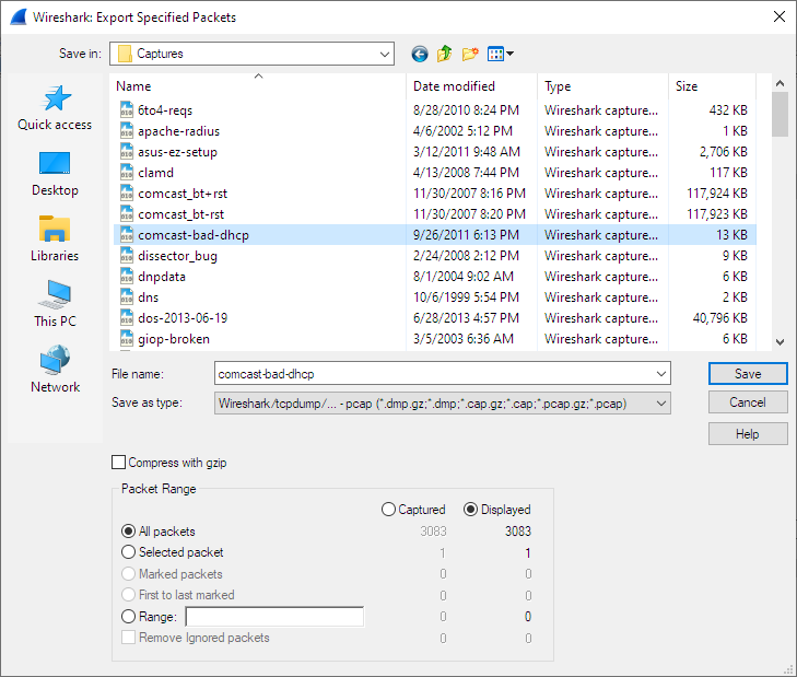 Export hasil wireshark